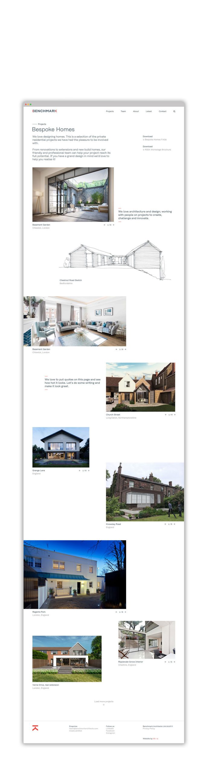 benchmark architects website design by Leeds based Freelance Designer Neil Holroyd